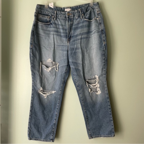 NWT Good American Good Boy Distressed High Rise Jean SN: GB050T Indigo Size 16 - Picture 15 of 17